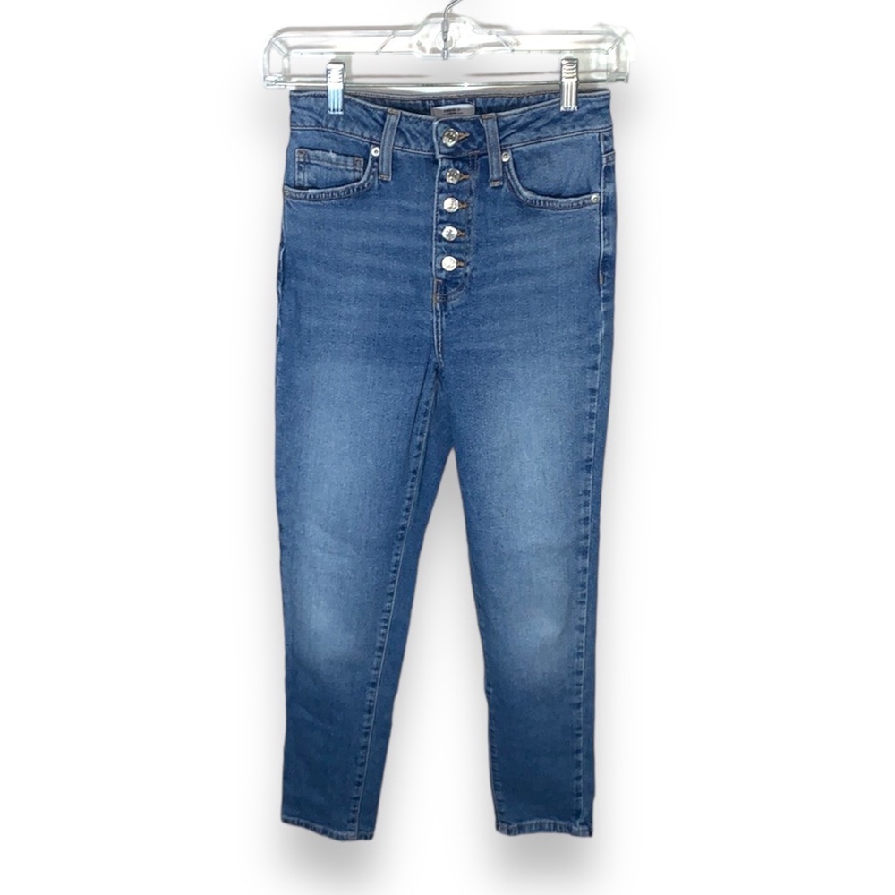 Forever 21 Premium High Waisted Jeans Blue Denim Slim Straight Size 25